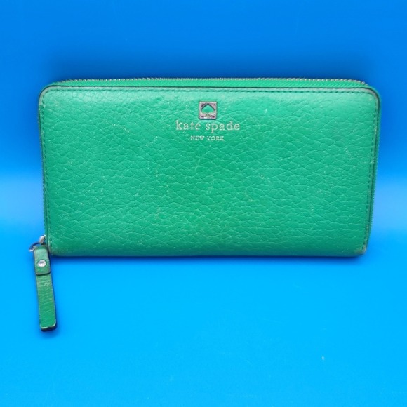 kate spade Handbags - Kate Spade Pebbled Leather Wrap Around Zip Wallet - Green